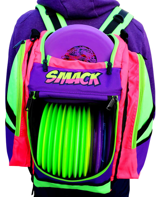 Color Blast Jr Edition, Neon Pink, Green And Purple Disc Golf Backpack