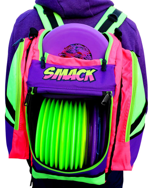 Color Blast Jr Edition, Neon Pink, Green And Purple Disc Golf Backpack