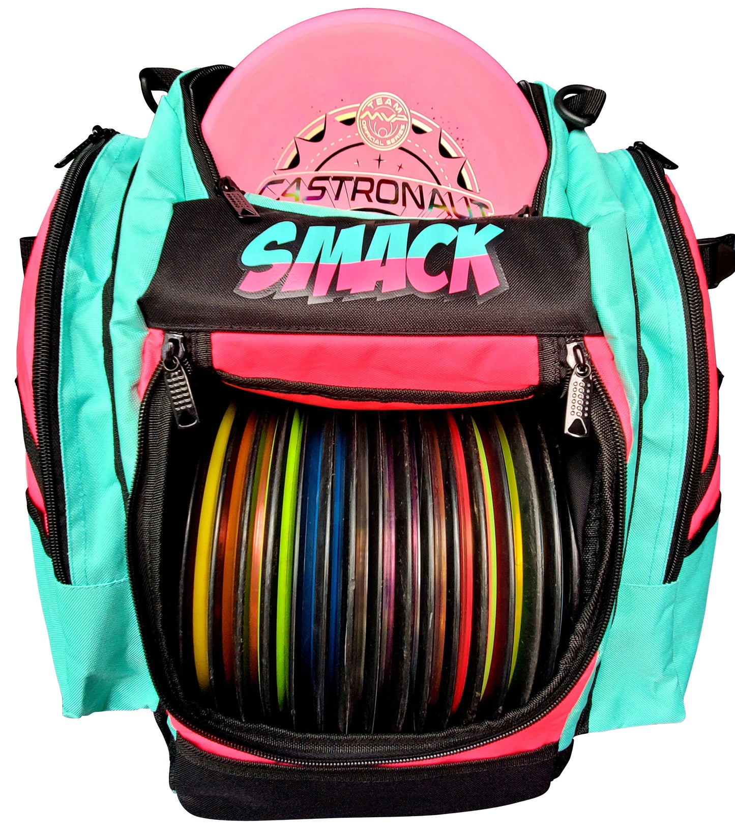 South Beach 3.0 Jr Edition, Neon Pink and Teal Disc Golf Backpack