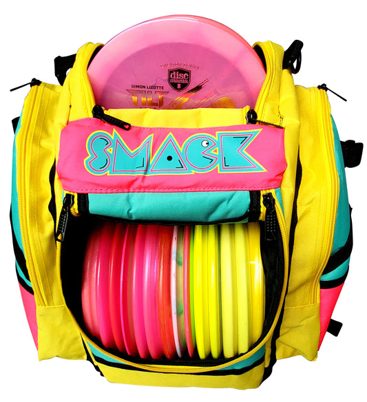 Ms. Pac-Man Jr Edition - Neon Pink, Yellow And Aqua Golf Backpack