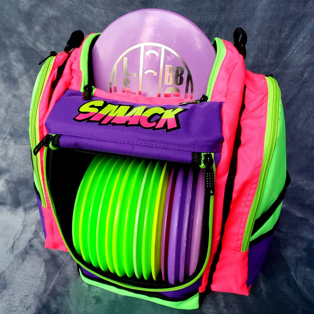 Pink deals green backpack