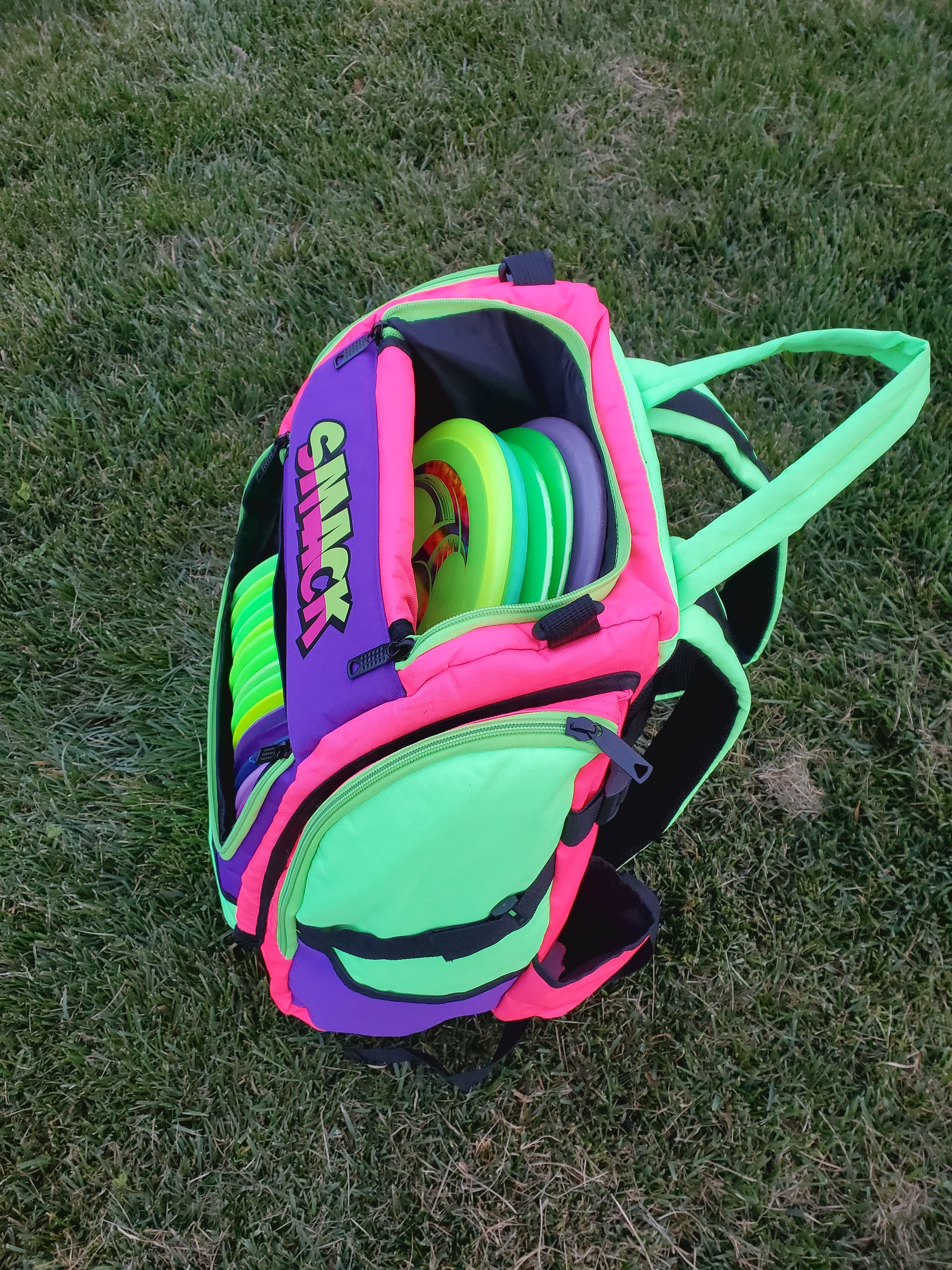 purple disc golf backpack neon 